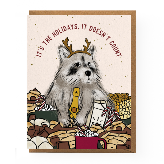 Boss Dotty Paper Co. - Holiday Raccoon Card: Clear sleeve