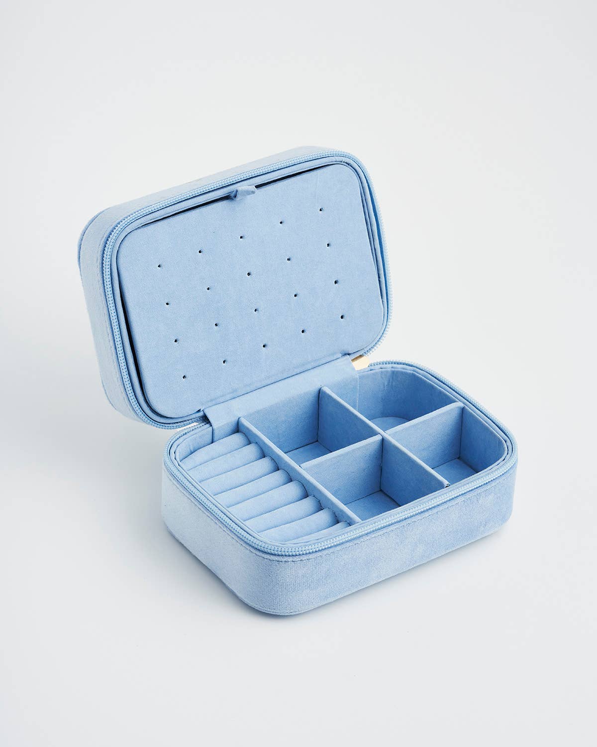 Fable England - Forget Me Not Blue Velvet Embroidered Jewellery Box