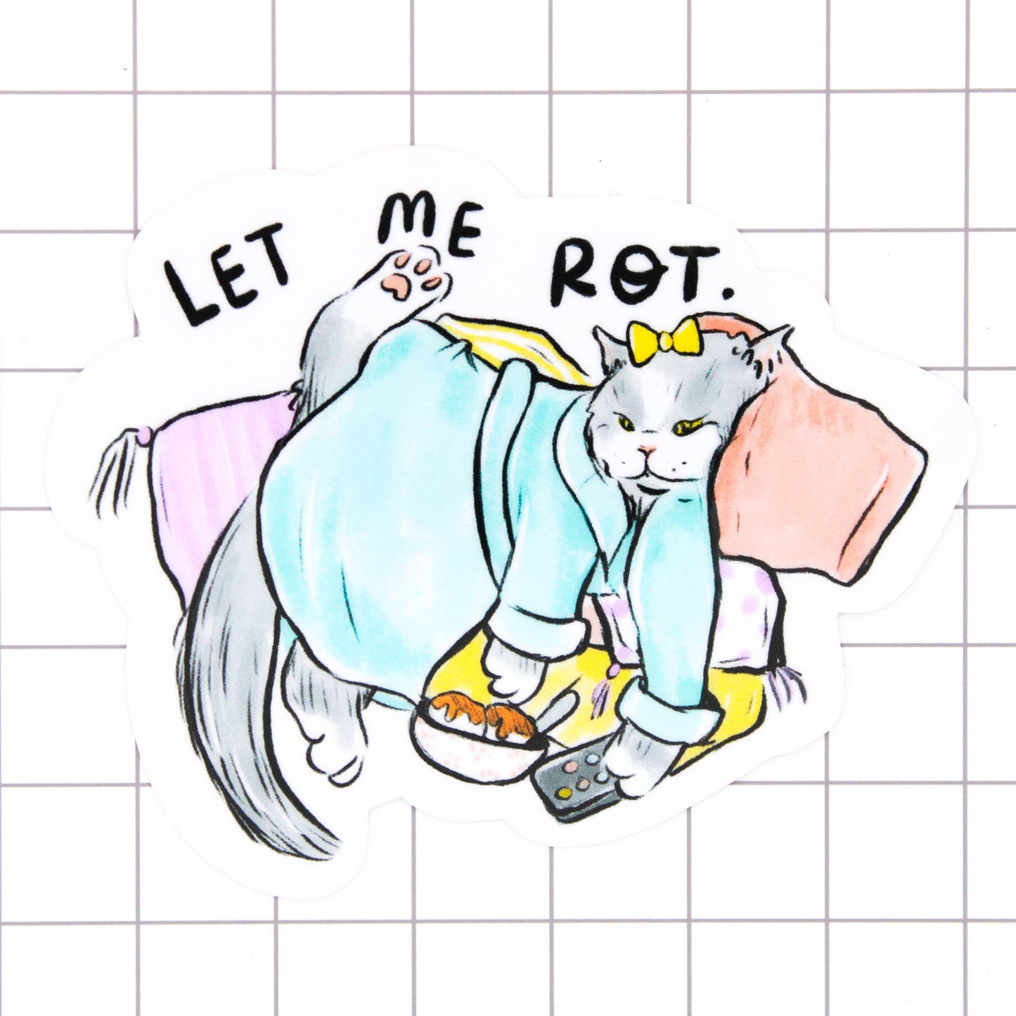 Amy Hartelust Art and Illustration - Couch Cat Vinyl Sticker (Let Me Rot)