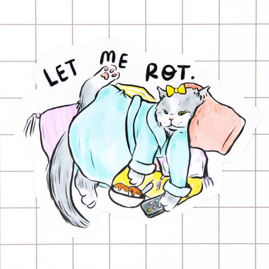 Amy Hartelust Art and Illustration - Couch Cat Vinyl Sticker (Let Me Rot)