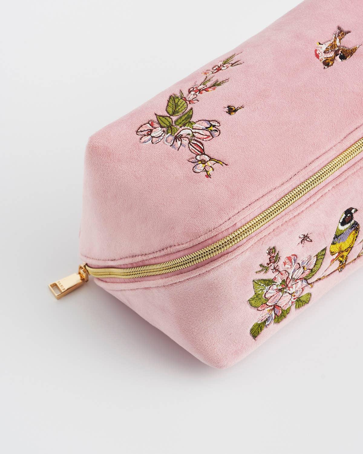 Fable England - Love Scatter Pink Velvet Embroidered Cosmetic Pouch