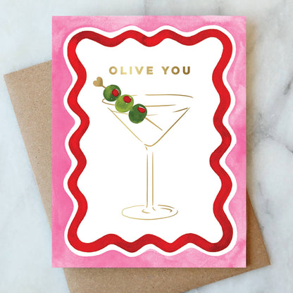 Abigail Jayne Design - Olive You Martini Card | Valentine Love Friendship