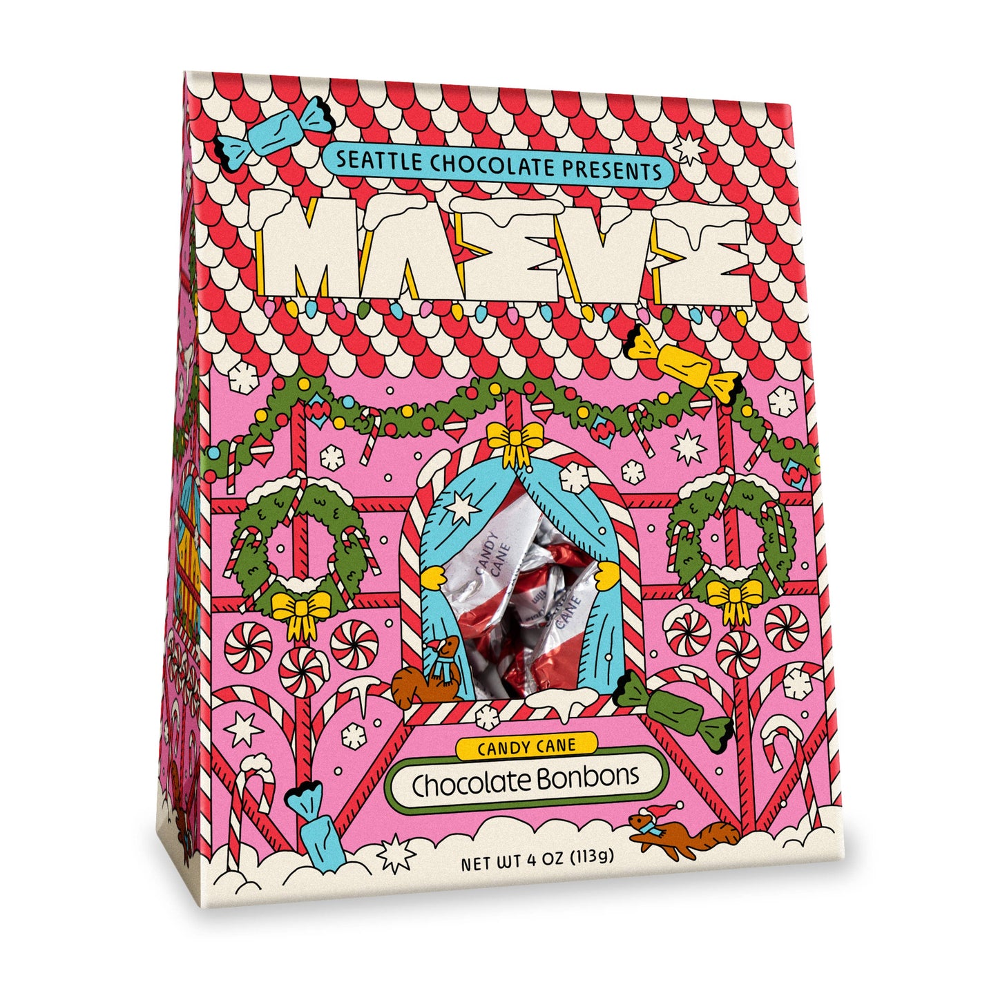 Seattle Chocolate Presents Maeve - NEW! Holiday - Peppermint Pad Bonbon Box - 4oz