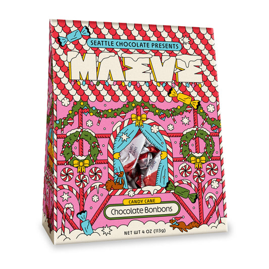 Seattle Chocolate Presents Maeve - NEW! Holiday - Peppermint Pad Bonbon Box - 4oz