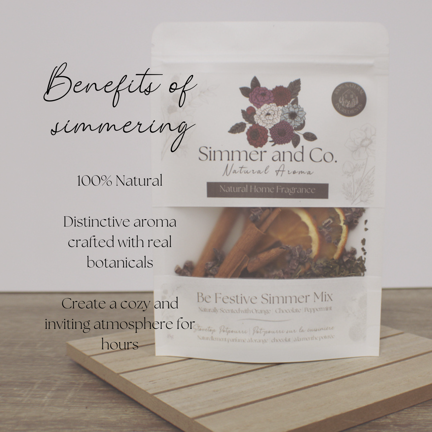 Simmer and Co Natural Aroma - Be Festive Simmer Pot Mix, Natural Peppermint Cocoa Spice Aroma