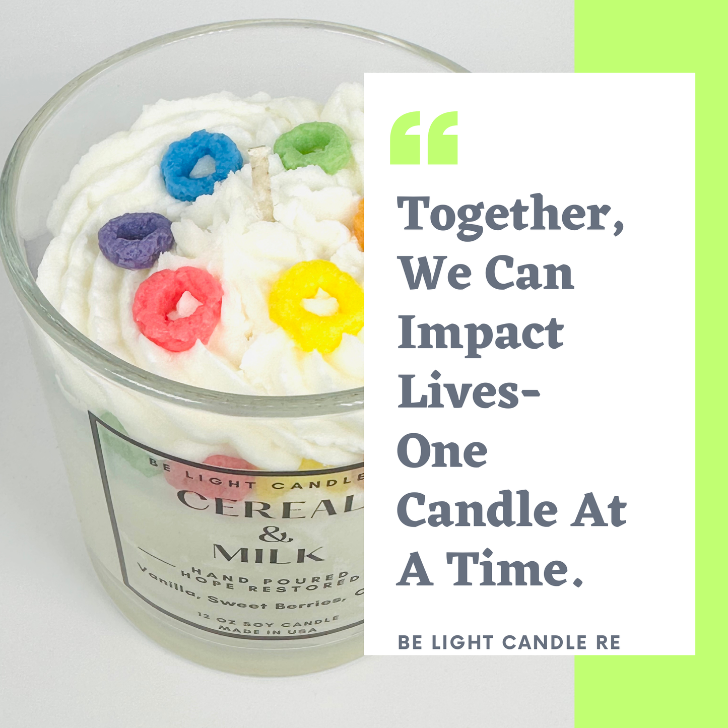 Be Light Candle RE - Cereal & Milk, Scented Soy Candle | Customer Favorite | 12oz