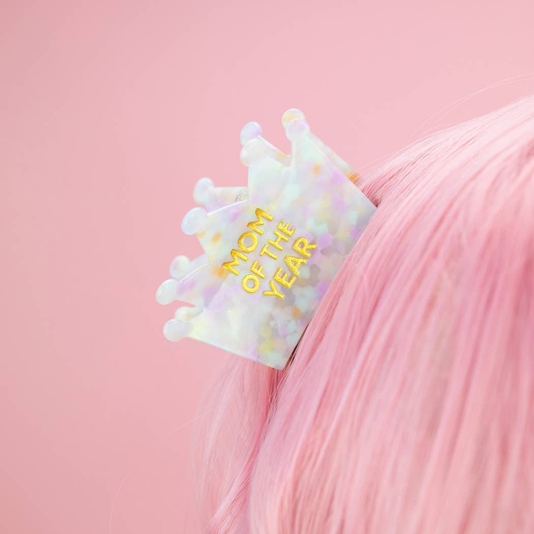 Chez Gagné - Mom of the Year - Crown Acetate Hair Claw Clip, Mom Gift