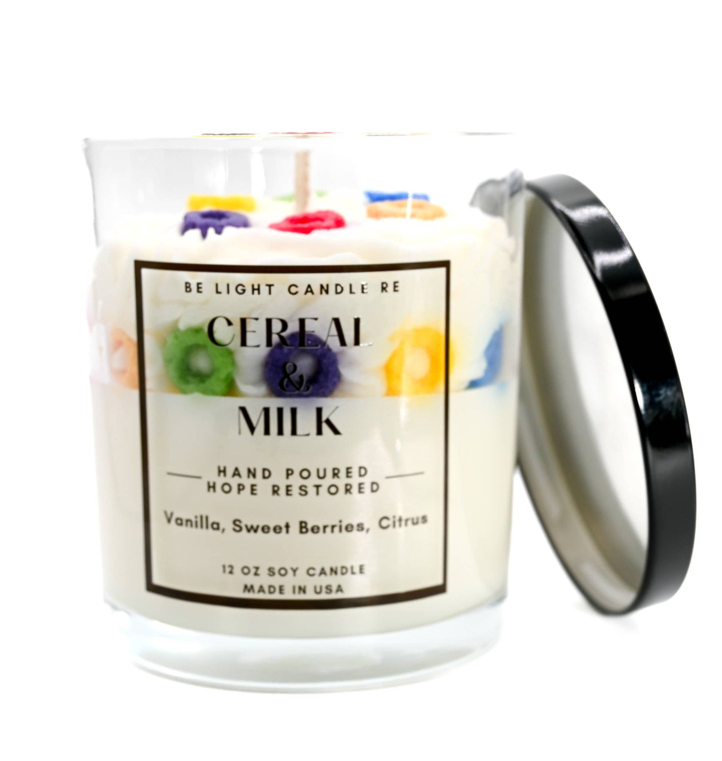 Be Light Candle RE - Cereal & Milk, Scented Soy Candle | Customer Favorite | 12oz