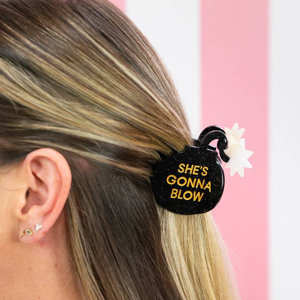 Chez Gagné - She's Gonna Blow - Bomb Acetate Hair Claw Clip, Funny Gift