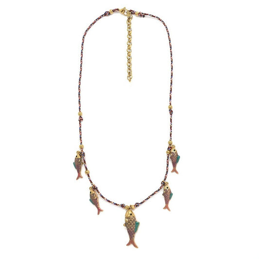 LIZOU - Five Colorful Fish Short Necklace