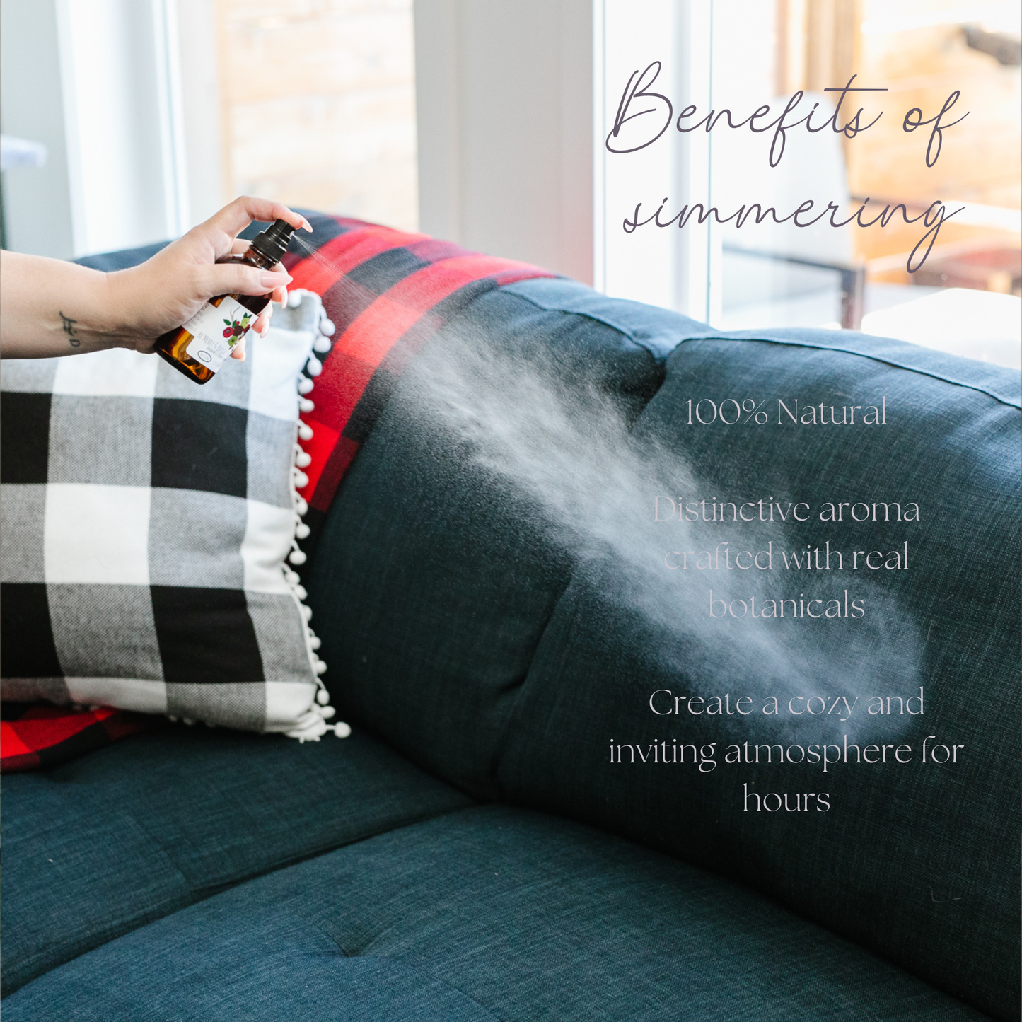 Simmer and Co Natural Aroma - Be Festive Simmer Mist, Natural Peppermint Cocoa Room + Linen Spray