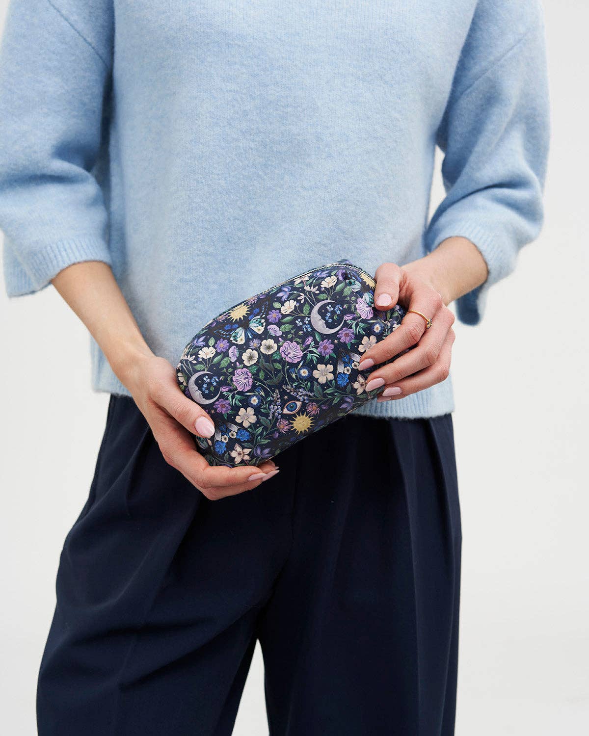 Fable England - Selene Print Cosmetic Pouch in Navy