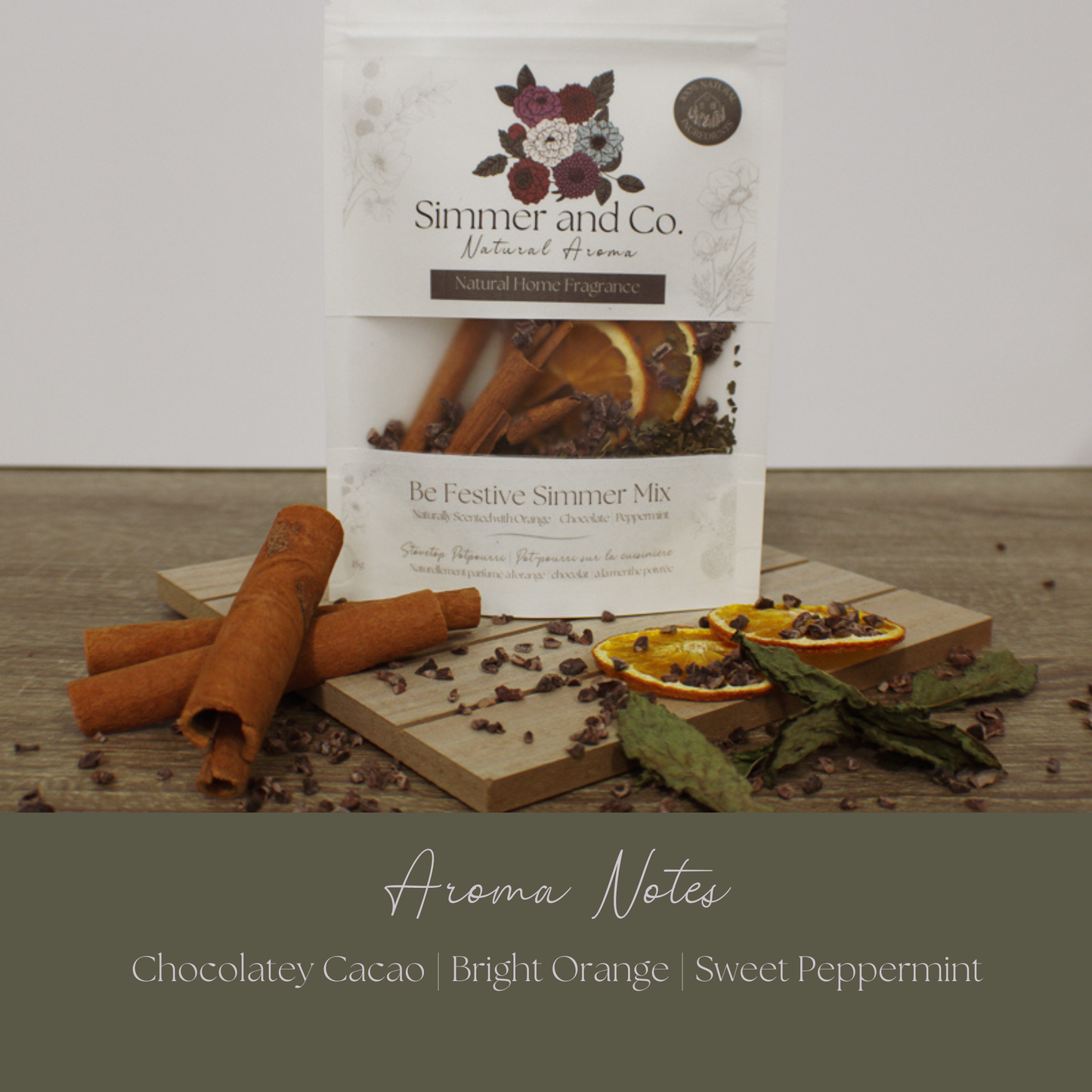 Simmer and Co Natural Aroma - Be Festive Simmer Pot Mix, Natural Peppermint Cocoa Spice Aroma