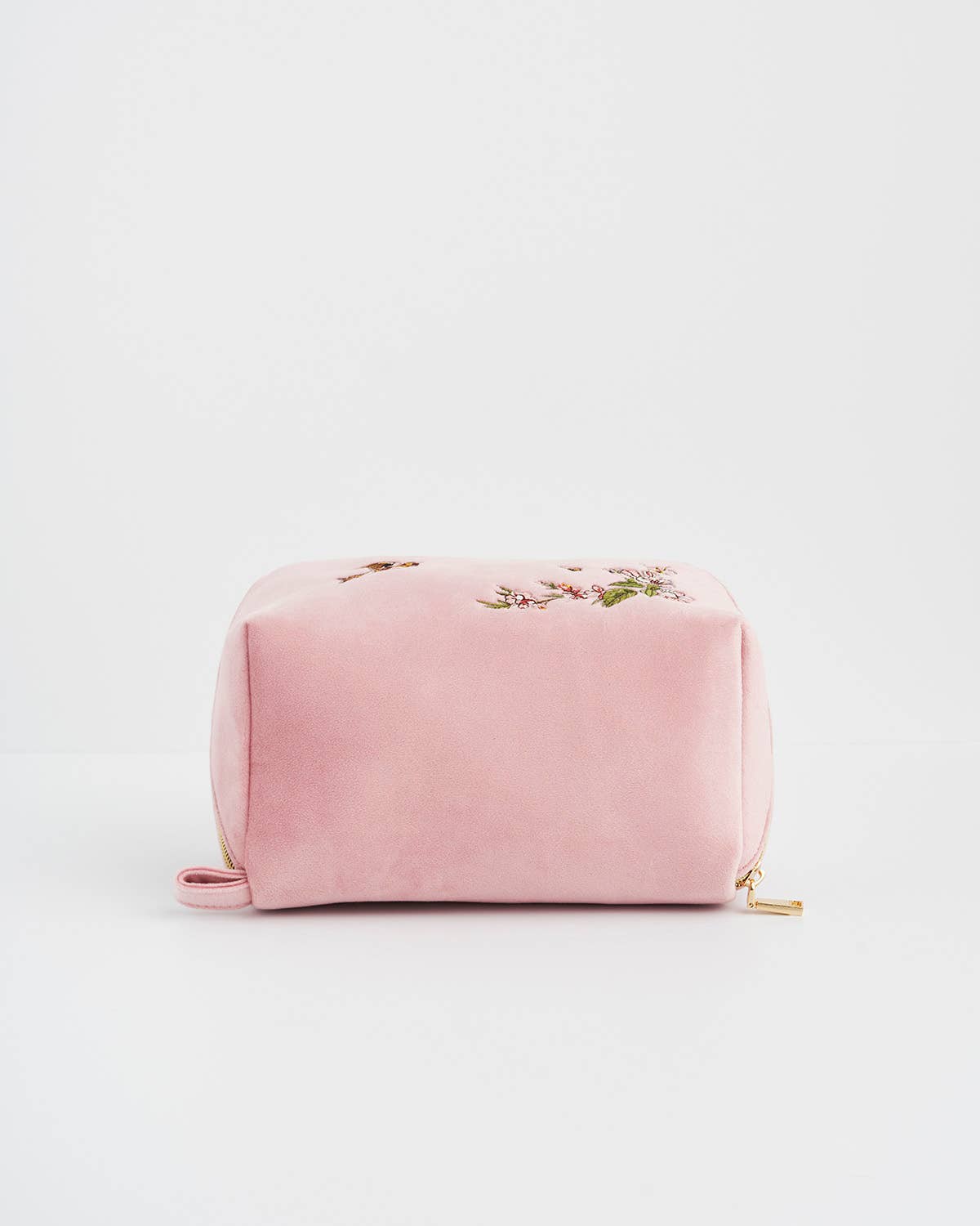 Fable England - Love Scatter Pink Velvet Embroidered Cosmetic Pouch