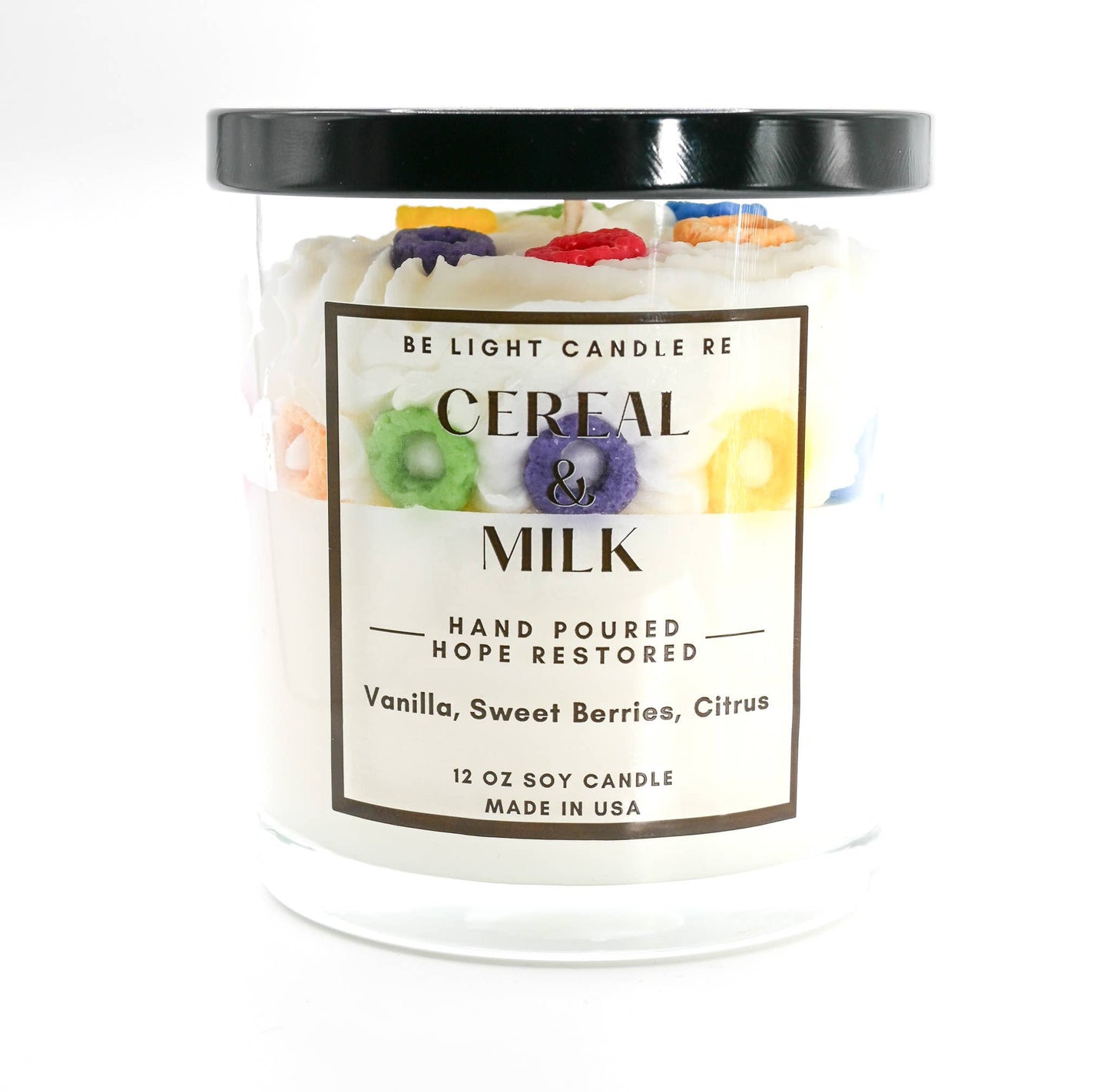 Be Light Candle RE - Cereal & Milk, Scented Soy Candle | Customer Favorite | 12oz