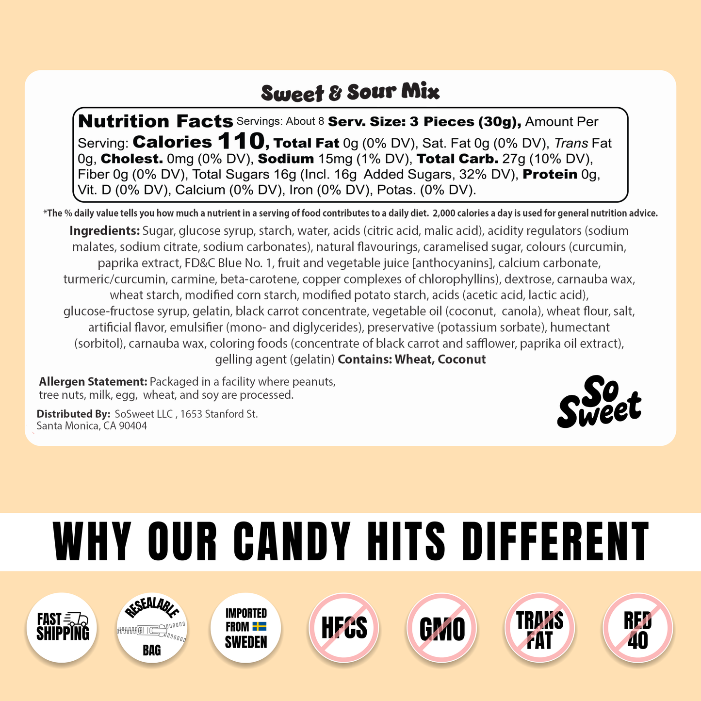 SoSweet LLC - Swedish Candy Sweet & Sour Mix (8 oz)