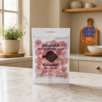 Casacella Foods - Kolsvart Piggvar Sour Blueberry Swedish Candy Fish