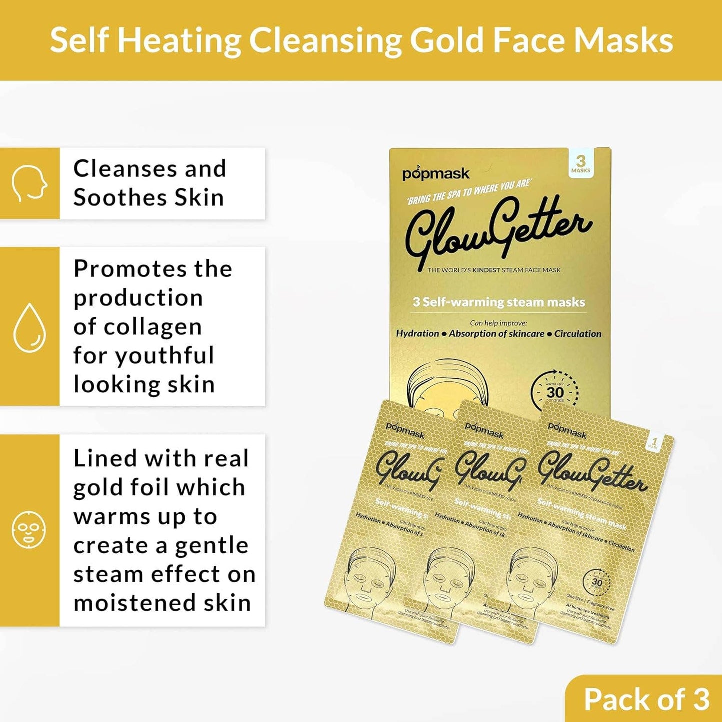 Glow Getter Self-warming Full Face Steam Masks