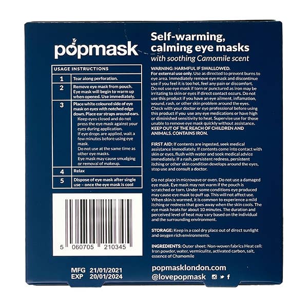 Calm Self-warming Chamomile Scented Sleep Masks