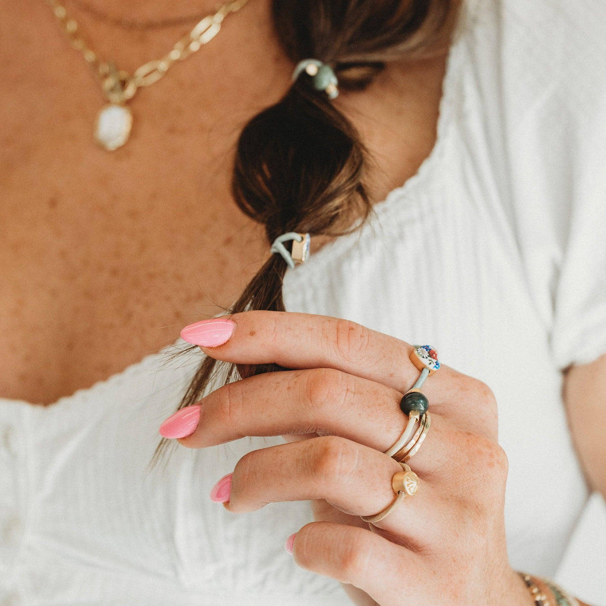K'lani hair tie bracelets - "Terra" Earth Tones Hair Tie Rings