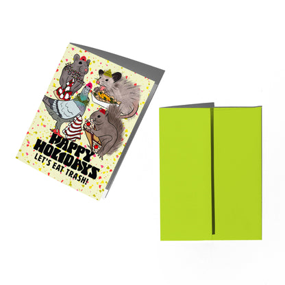 Boss Dotty Paper Co. - Trash Animals Holiday Card: Clear sleeve
