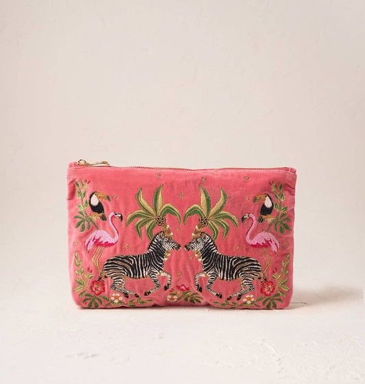 Elizabeth Scarlett- Wild Zebra Palm Blush Pink Everyday Pouch - Blush Pink