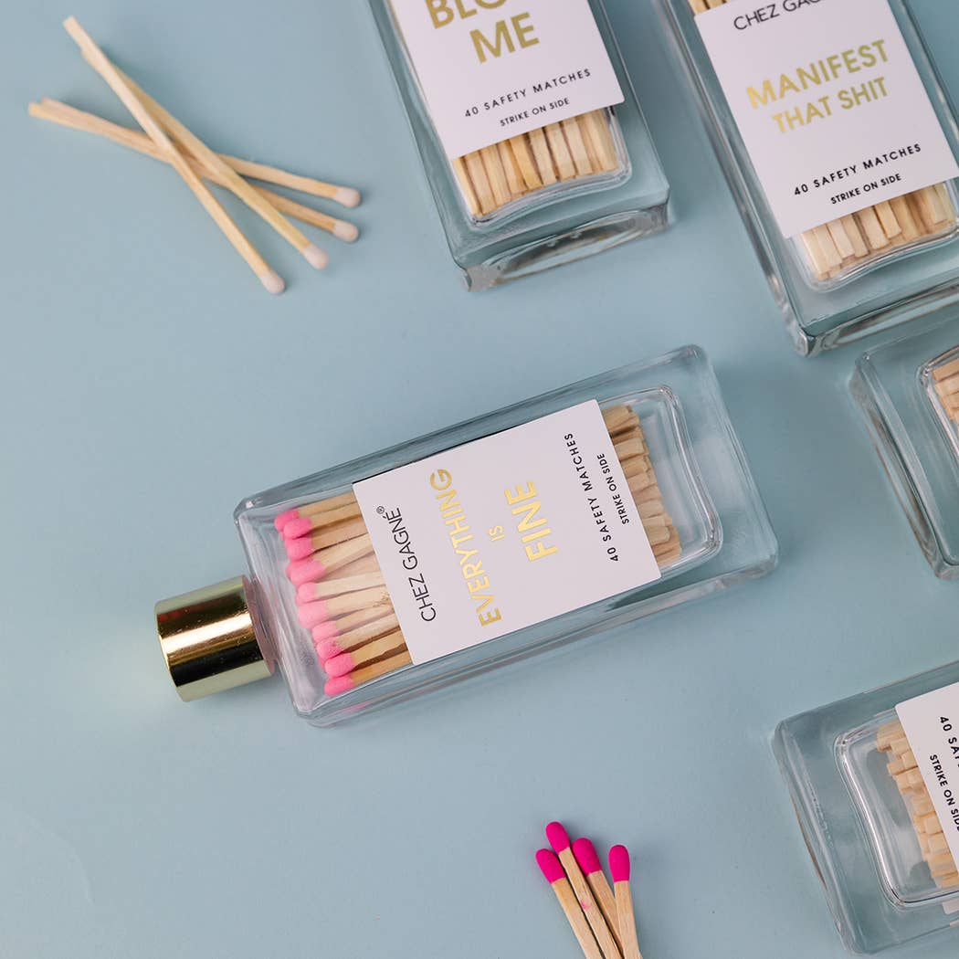 Chez Gagné - Everything is Fine Matches - Glass Bottle Matchsticks Light Pink