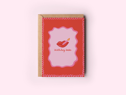 The Shelley Society - Birthday Babe Lipstick and Lit Candle Glam Greeting Card