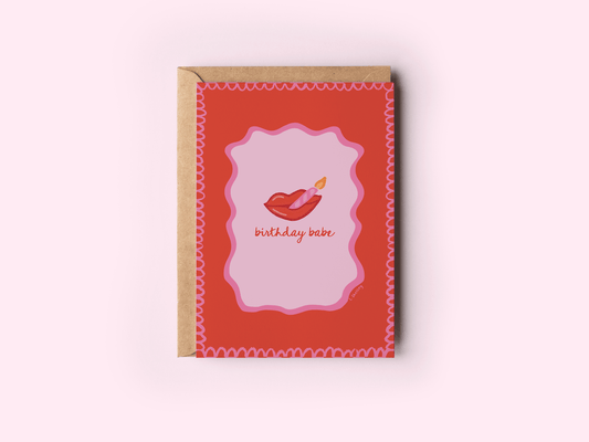 The Shelley Society - Birthday Babe Lipstick and Lit Candle Glam Greeting Card