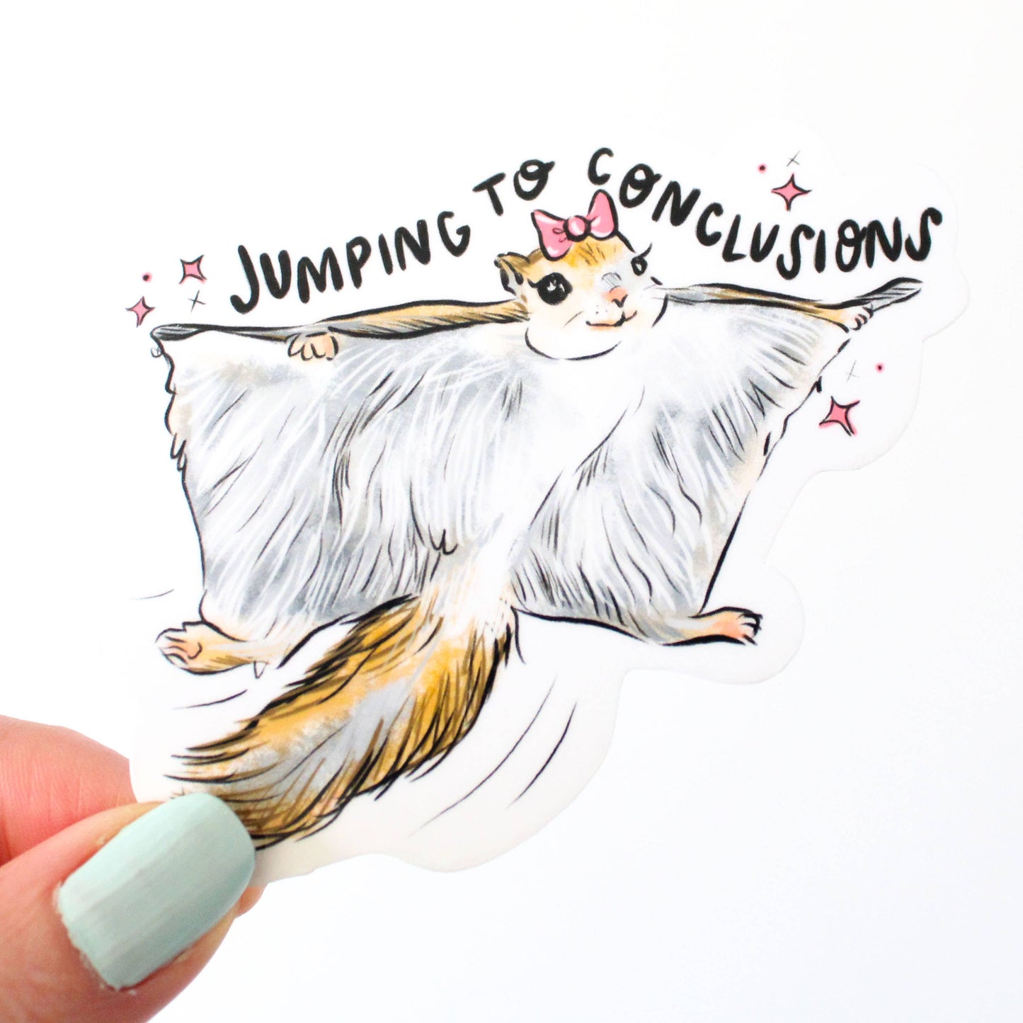 Amy Hartelust Art and Illustration - Jumping To Conclusions Squirrel Vinyl Sticker