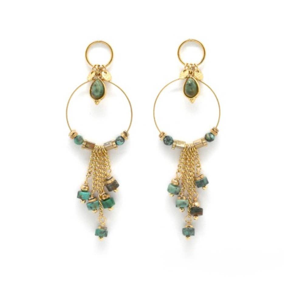 LIZOU - African Turquoise Stone Dangle Earrings