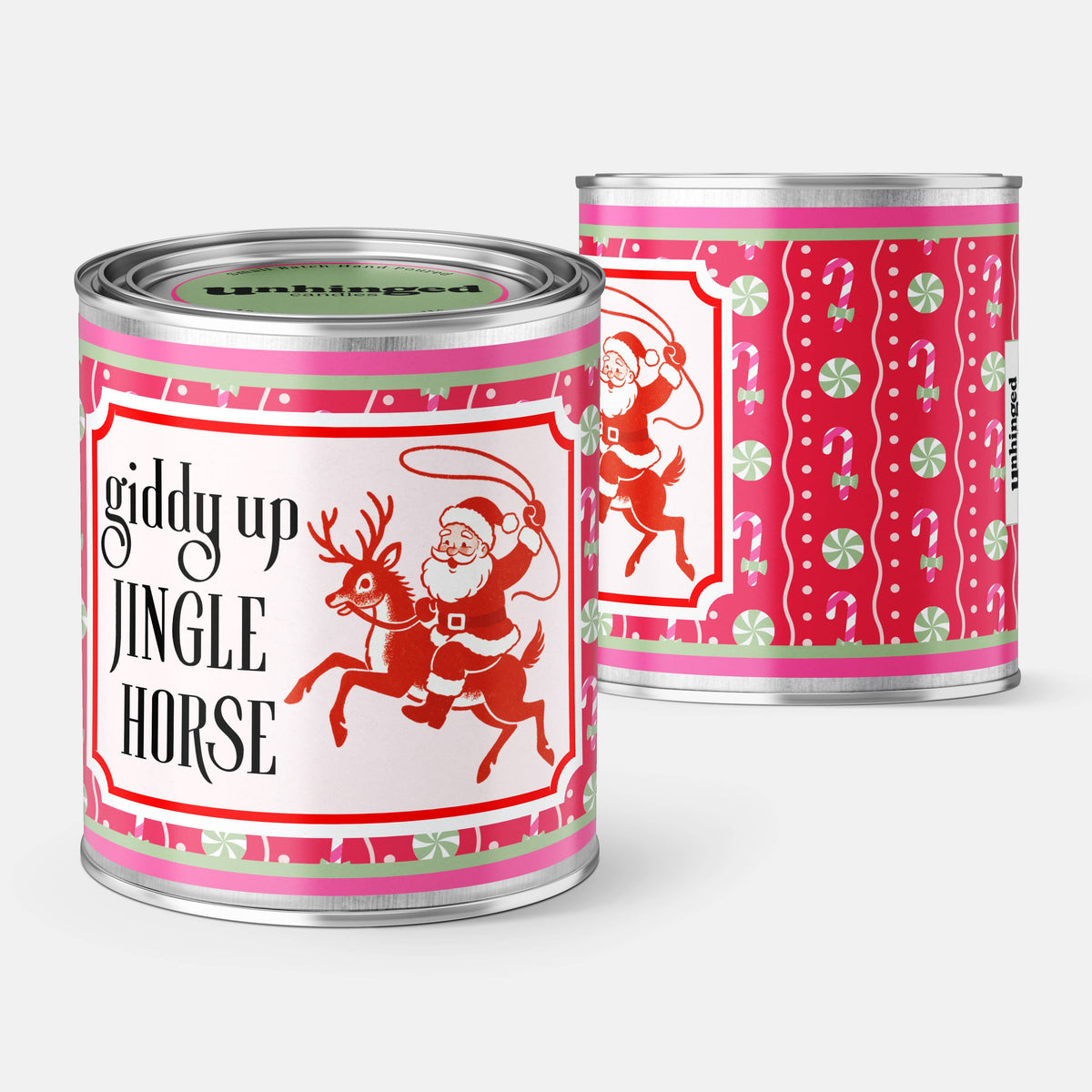 Unhinged Candles - Giddy Up Jingle Horse Christmas Soy Candle: 8oz Half Pint