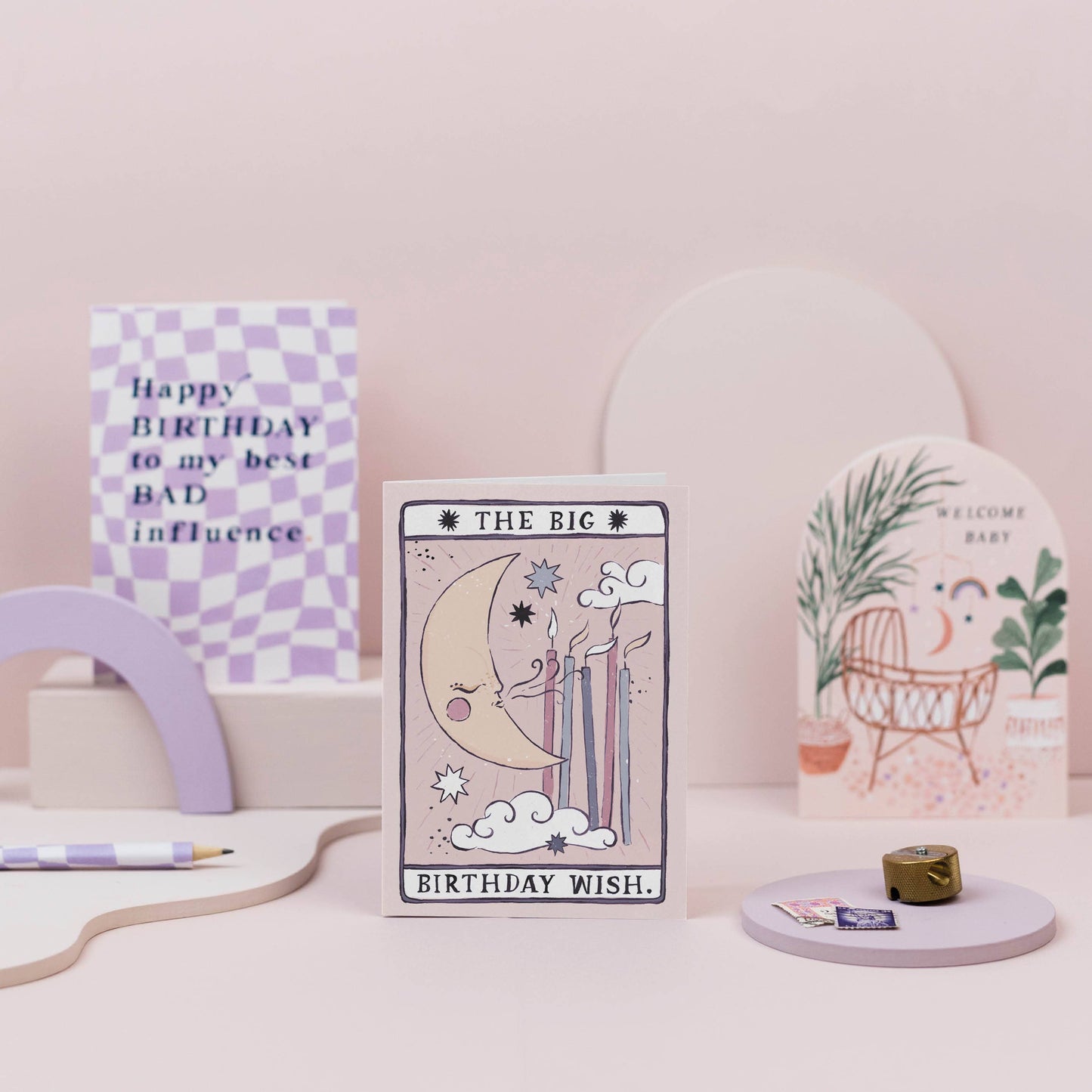 Sister Paper Co. - Tarot Moon Birthday Card | Unisex Birthday Card | Moon Tarot