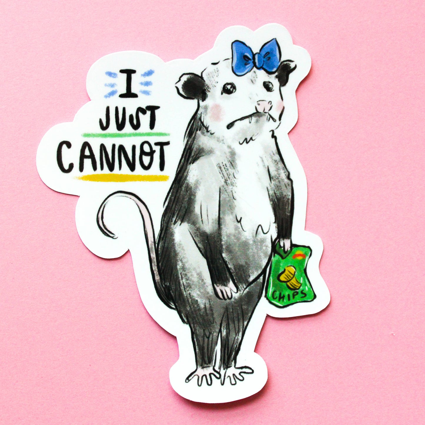 Amy Hartelust Art and Illustration - I Just Cannot Possum Vinyl Sticker