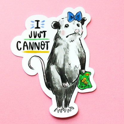 Amy Hartelust Art and Illustration - I Just Cannot Possum Vinyl Sticker