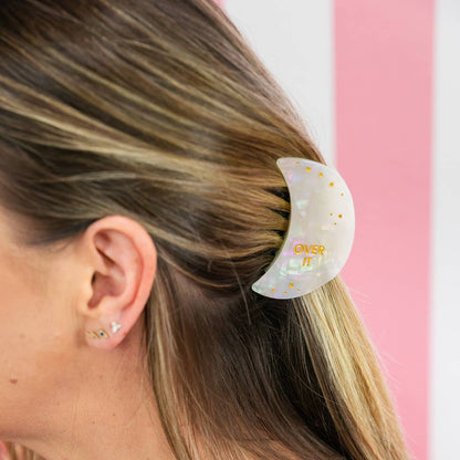 Chez Gagné - Over It - Crescent Moon Acetate Hair Claw Clip, Funny Gift
