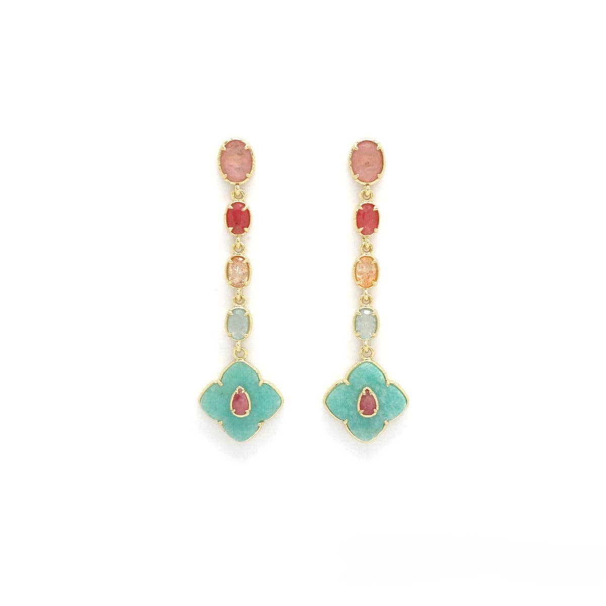 LIZOU - Rainbow Pastel Chain Dangle Earrings