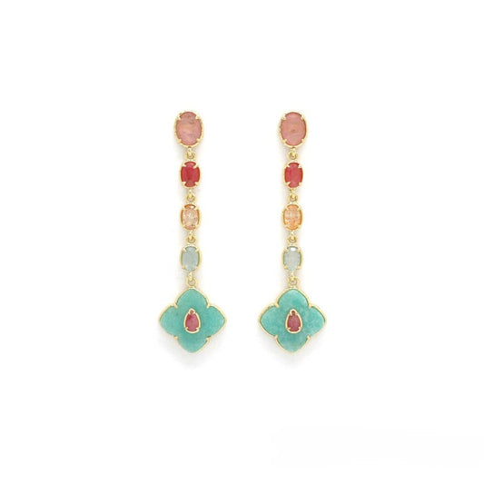 LIZOU - Rainbow Pastel Chain Dangle Earrings